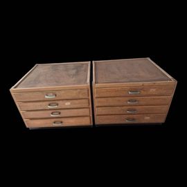 Lot De 2 Meubles De Mtier A Tiroir Vintage Provenant Daposune Ecole Marron
