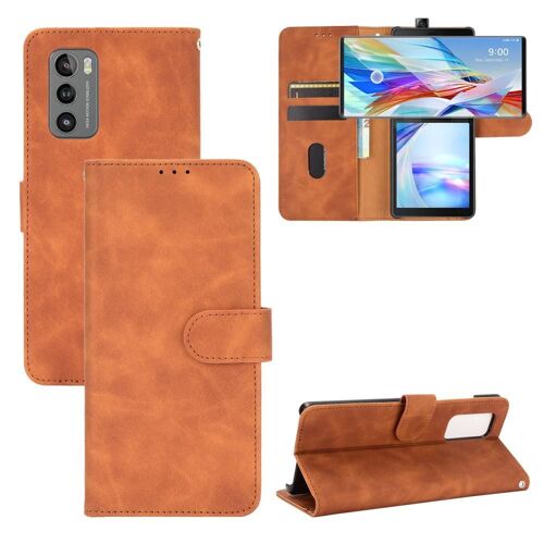 Étui Pour Lg Lg Wing 5g Protection Complète Avec Porte-Cartes Kickstand Housse De Protection Insertion De Carte Coque En Cuir Folio Flip - Le Brun