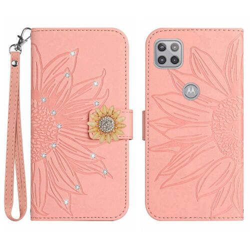 Étui Pour De Téléphone Électrique Motorola Moto G9 Carte De Crédit Portefeuille Flip Couverture En Cuir Pu Coque En Tpu Antichoc Titulaire De La Carte - Couleur Rose