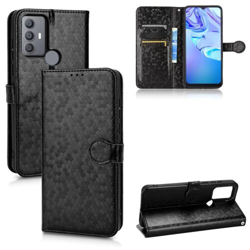 Étui Pour Tcl 306 /Tcl 305 Couverture Portefeuille En Cuir, Motif Géométrique Fermoir Magnétique - Noir