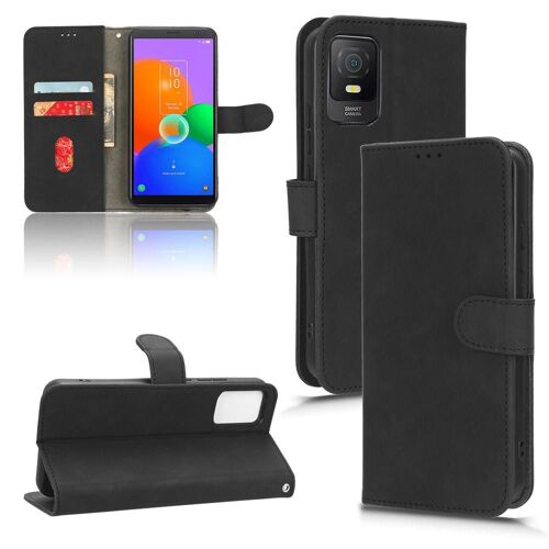 Étui Pour Tcl 403 Housse De Protection Protection Complète Insertion De Carte Coque En Cuir Folio Flip Avec Porte-Cartes Kickstand - Noir