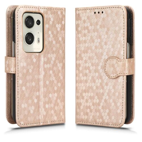 Étui Pour Oppo Trouver N2 Motif Géométrique Couverture Portefeuille En Cuir, Fermoir Magnétique - Doré