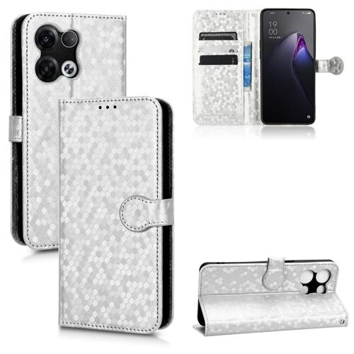Étui Pour Oppo Reno 8 Pro Plus 5g Couverture Portefeuille En Cuir, Fermoir Magnétique Motif Géométrique - Argent
