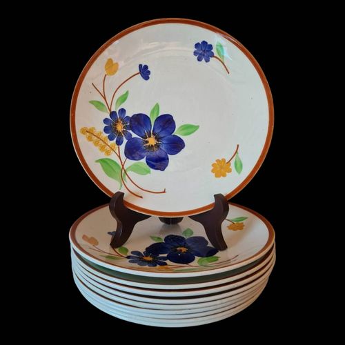 Assiettes Dessert Faiencerie De Gien Modle Tournefeuille Bleu