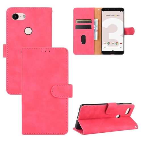 Étui Pour Google Pixel 3 Insertion De Carte Coque En Cuir Folio Flip Avec Porte-Cartes Kickstand Housse De Protection Protection Complète - Rouge