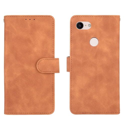 Étui Pour Google Pixel 3 Insertion De Carte Coque En Cuir Folio Flip Avec Porte-Cartes Kickstand Housse De Protection Protection Complète - Le Brun