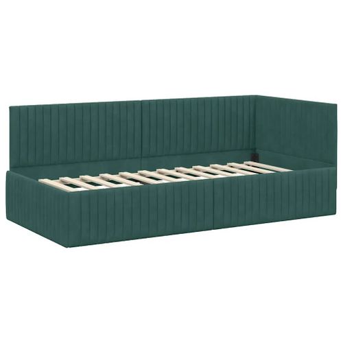 Vidaxl Cadre De Lit D'angle Vert Foncé 90 X 190 Cm Velours