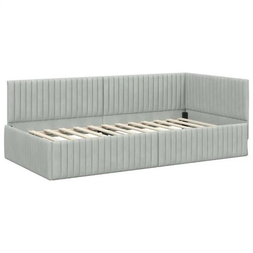 Vidaxl Cadre De Lit D'angle Gris Clair 90 X 200 Cm Velours