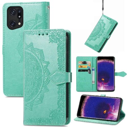 Étui Pour Oppo Trouver X5 Motif Exquis Antichoc Étui En Cuir Simple Entreprise Couverture Rabotant - Vert