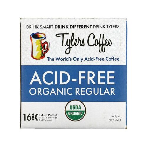 Tylers Coffees Café Biologique, Ordinaire, Sans Acide, 16 Capsules K-Cup, (8 G) Chacune