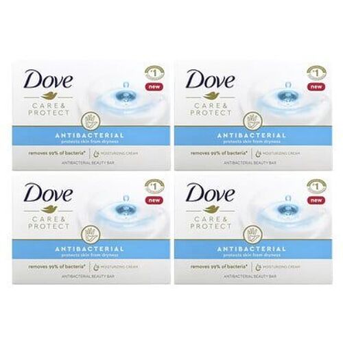 Dove Care & Protect, Pain De Beauté Antibactérien, 4 Barres, 106 G Chacune 