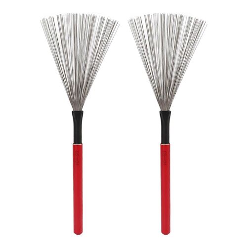 Brosse À Tambour Fil D'acier Érable Manche En Bois Instrument Instrument Kit D'accessoires Rouge