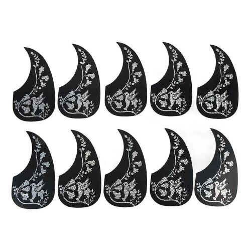 Guitare Acoustique Pickguard En Forme D'eau Morning Glory Pattern Scratch Proof Guitar Protection Pickguard Autocollant Argent 10 Pcs