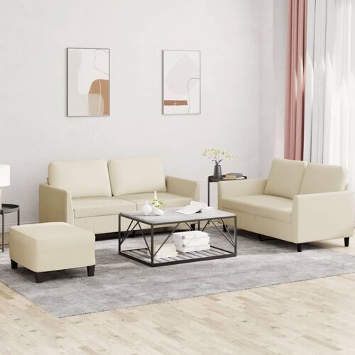 vidaXL Ensemble de canapés 3 pcs avec coussins Crème Similicuir
