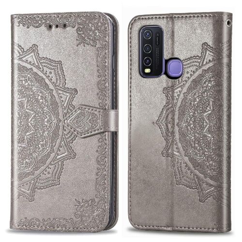 Étui Pour Vivo Y50 Couverture Rabotant Simple Entreprise Étui En Cuir Motif Exquis Antichoc - Gris
