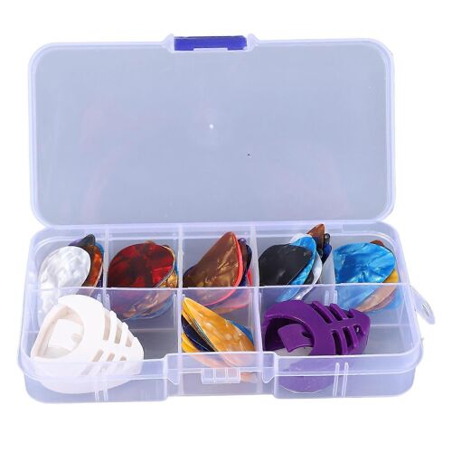 60 Pcs Médiators De Guitare Acoustique Électrique Celluloïd Coloré Ensemble Avec Étui De Rangement