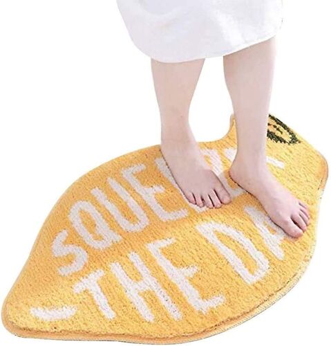 Tapis de bain mignon en forme de citron - Super doux, antidérapant, ultra absorbant, lavable en machine, parfait pour les enfants et la décoration intérieure