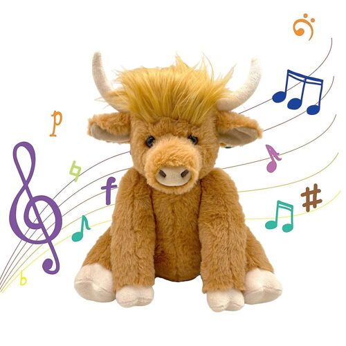 Vache Des Highlands En Peluche ¿ Animal En Peluche Doux Et Réaliste Avec Son Meuglement, Peluche De Ferme Câline De 25 Cm Pour Enfants
