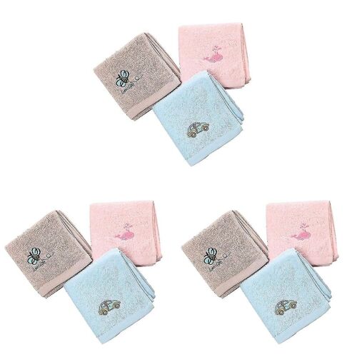 Lot De 9 Serviettes De Toilette En Coton De Qualité Supérieure Avec Broderie Dessin Animé ¿ Absorbantes, Écologiques Et Élégantes Pour Enfants Et Adultes 