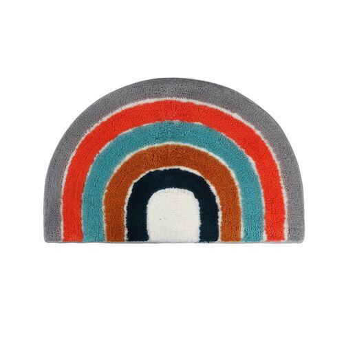 Tapis de bain demi-rond arc-en-ciel ¿ Tapis de sol moelleux et antidérapant pour la décoration intérieure, les enfants et les animaux ¿ Facile à nettoyer et durable