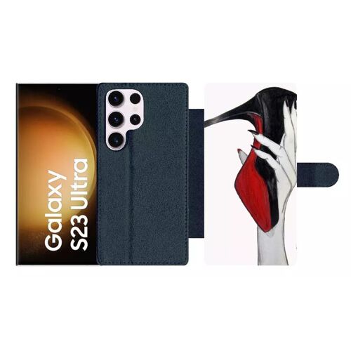 Etui À Rabat Pour Galaxy S23 Ultra - Escarpins Rouge Et Noir - Simili-Cuir - Noir