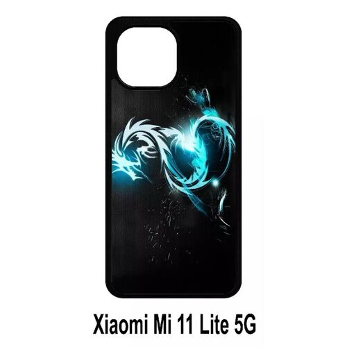 Coque Pour Xiaomi Mi 11 Lite 5g - Dragon Tribal - Silicone - Noir