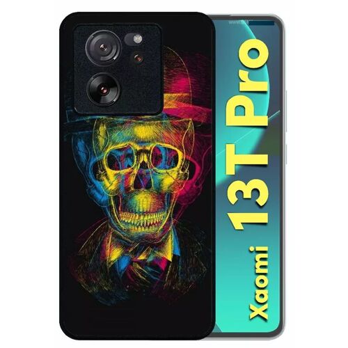 Coque Pour Xiaomi 13t Pro - Tete De Mort En Lumiere - Silicone - Noir