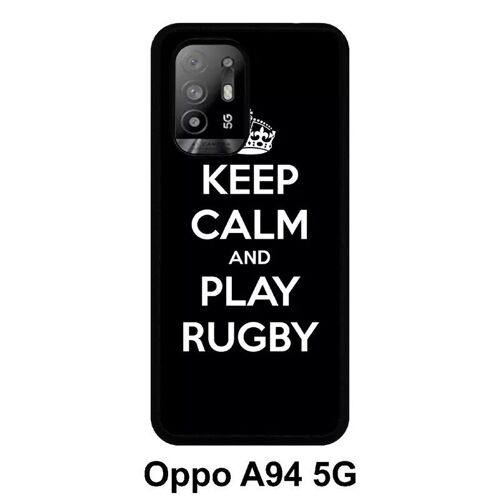 Coque Pour Oppo A94 5g - Keep Calm And Play Rugby - Silicone - Noir