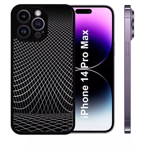 Coque Pour Iphone 14 Pro Max - Black Squarred - Silicone - Noir