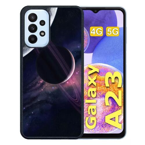 Coque Pour Galaxy A23 - Espace Saturne - Silicone - Noir