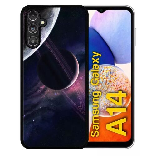 Coque Pour Galaxy A14 - Espace Saturne - Silicone - Noir