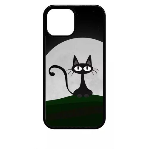 Coque Pour Iphone 13 Mini - Chat Noir - Silicone - Noir