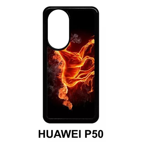 Coque Pour Huawei P50 - Cheval En Feu - Silicone - Noir
