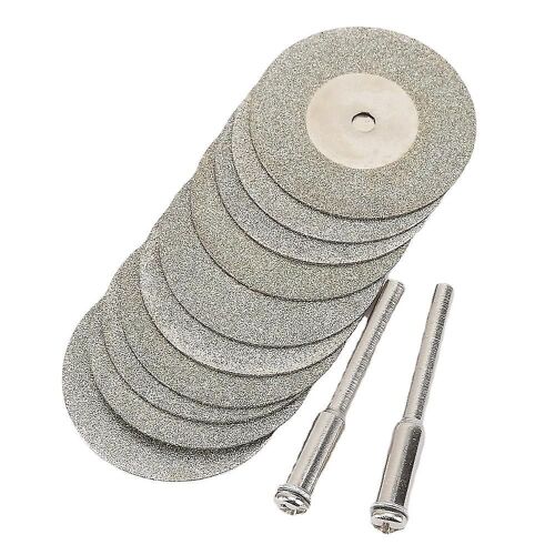 10pcs 30mm Diamond Cutting Discs Cut Off Mini Lame de scie Diamant avec 2pcs Connexion 3mm Shank pour Dremel Drill Fit Rotary Tool