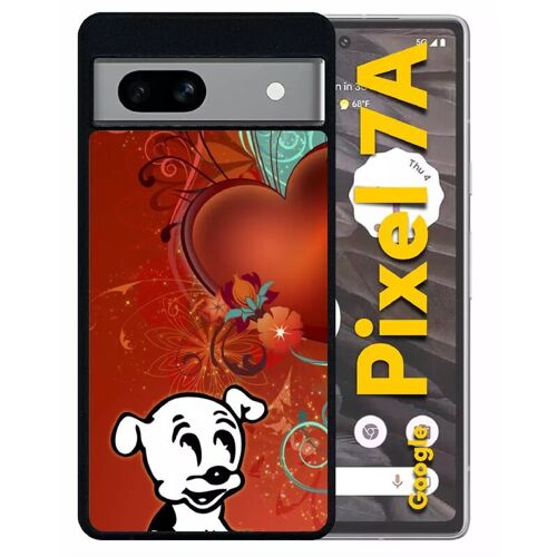 Coque Pour Pixel 7a - Chien Love - Silicone - Noir