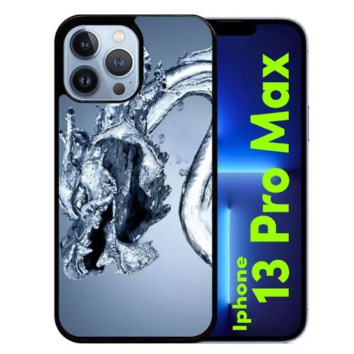 Coque Pour Iphone 13 Pro Max - Dragon Effet Eau - Silicone - Noir
