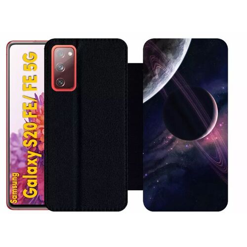 Etui À Rabat Pour Galaxy S20 Fe 5g - Espace Saturne - Simili-Cuir - Noir