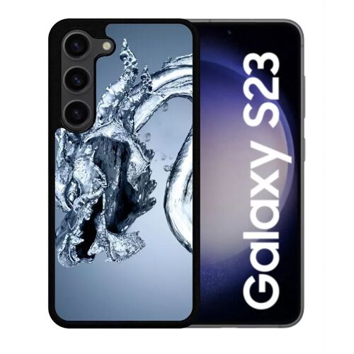 Coque Pour Galaxy S23 - Dragon Effet Eau - Silicone - Noir