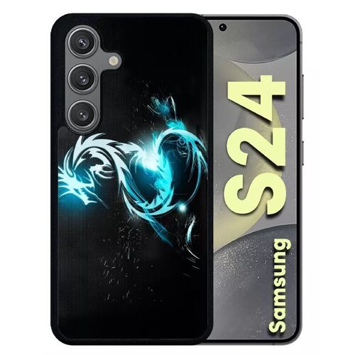 Coque Pour Galaxy S24 - Dragon Tribal - Silicone - Noir
