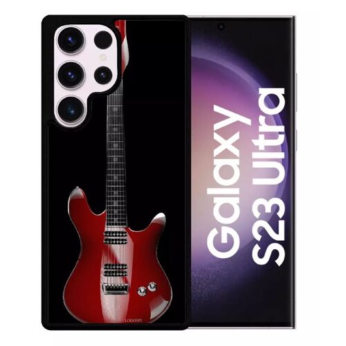 Coque Pour Galaxy S23 Ultra - Guitare Red - Silicone - Noir