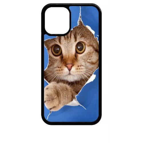 Coque Pour Iphone 12 Mini - Chat Trou - Noir