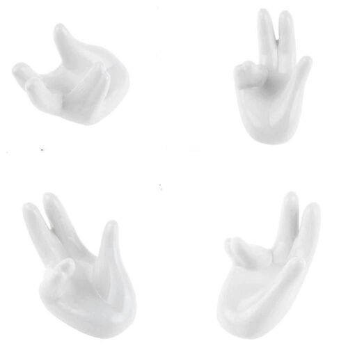 White Ceramic Handcrafted Hand Holder Support Stand For Ocarina - Set Of 4