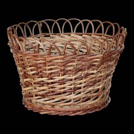 Grand Cachepot Vintage En Rotin Tress Marron