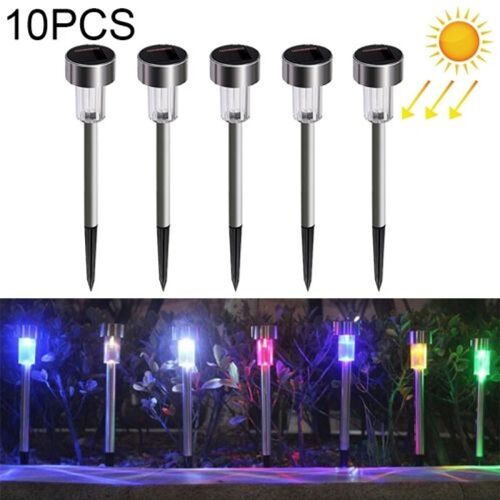 Lampe Solaire Led Pour Pelouse, En Acier Inoxydable, Éclairage Extérieur, Prise Au Sol, Lampe De Jardin, 10 Pièces