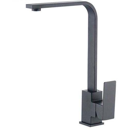 Robinet de cuisine noir, robinet de cuisine rotatif à 360 degrés, robinet de cuisine à levier unique en acier inoxydable