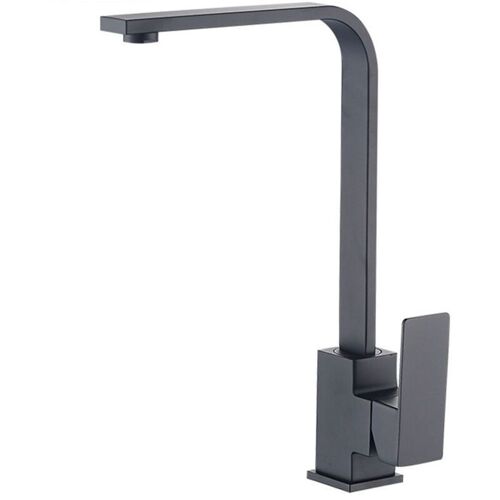 Robinet de cuisine noir, robinet de cuisine rotatif à 360 degrés, robinet de cuisine à levier unique en acier inoxydable