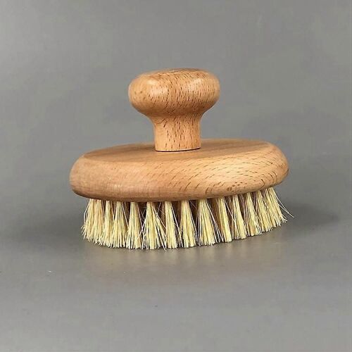 Brosse Corporelle Sèche Exfoliante En Bambou Et Bois - Poils Naturels Pour L'exfoliation