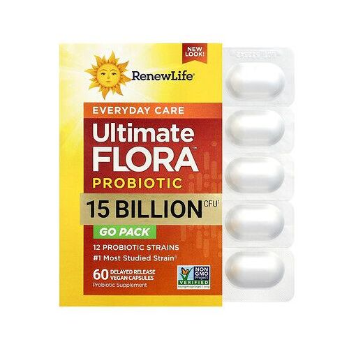 Renew Life, Probiotique De Soin Quotidien Ultimate Flora¿, 15 Milliards D'ufc, 60 Capsules Vegan À Libération Retardée 