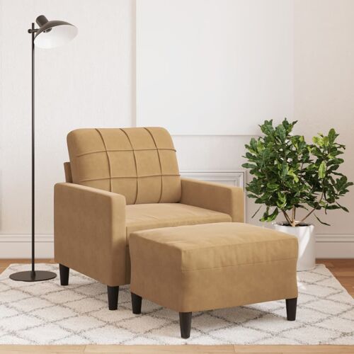 Vidaxl Fauteuil Avec Repose-Pied Marron 60 Cm Velours