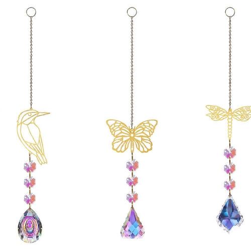 3 Pack Papillon Cristaux - Fenêtre intérieure suspendue Prism Rainbow Maker Sun Catcher